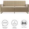 imageNovogratz Skylar Futon Sofa Bed in Velvet Fabric  77 Inch Couch Sleeper with Industrial Modern Upholstery Black Metal Legs IvoryIvory