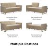 imageNovogratz Skylar Futon Sofa Bed in Velvet Fabric  77 Inch Couch Sleeper with Industrial Modern Upholstery Black Metal Legs IvoryIvory