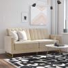 imageNovogratz Skylar Futon Sofa Bed in Velvet Fabric  77 Inch Couch Sleeper with Industrial Modern Upholstery Black Metal Legs IvoryIvory