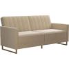 imageNovogratz Skylar Futon Sofa Bed in Velvet Fabric  77 Inch Couch Sleeper with Industrial Modern Upholstery Black Metal Legs IvoryIvory