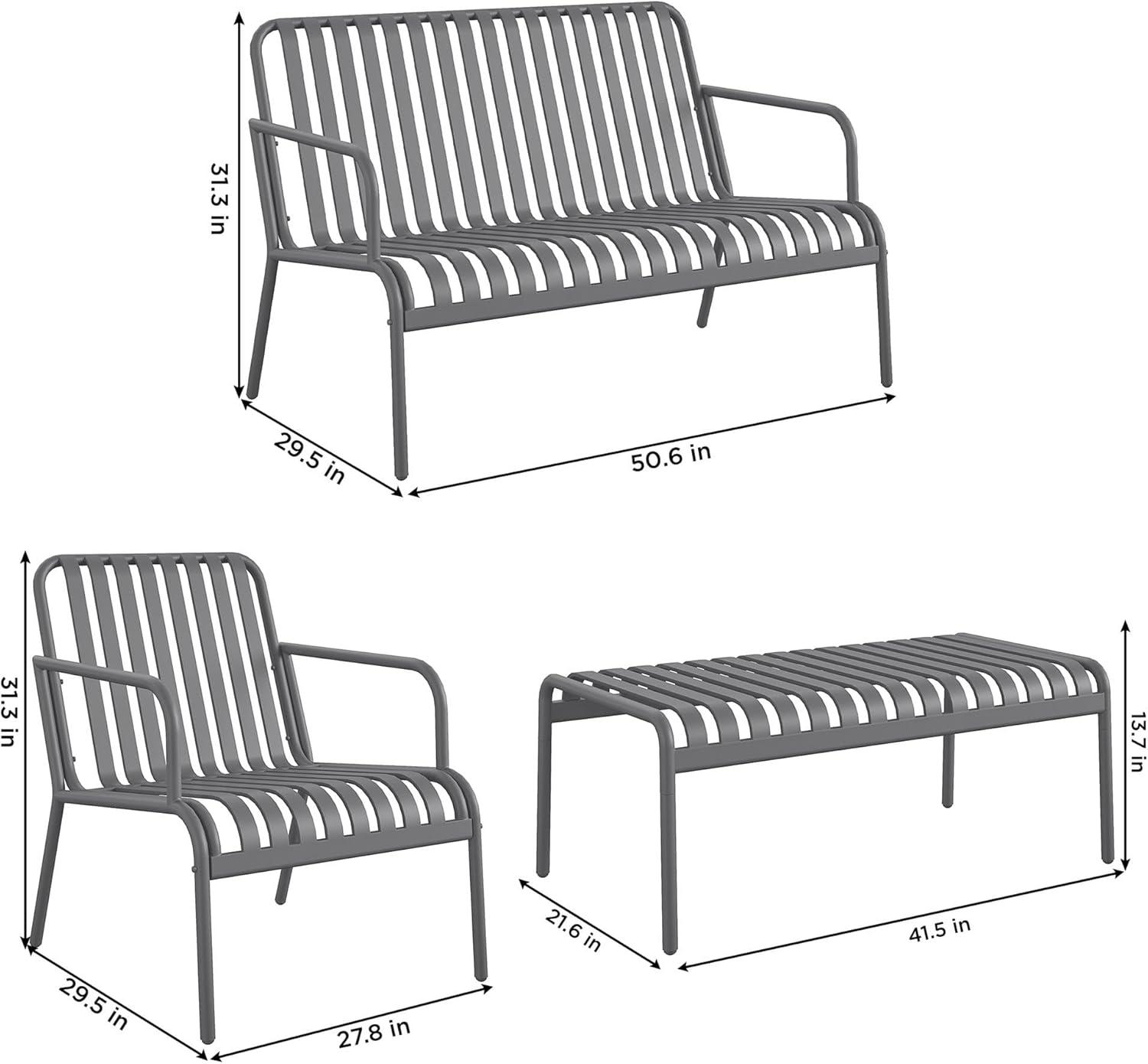 imageNovogratz Poolside Gossip Ola 4 Piece All Steel Conversation Set French BlueCharcoal