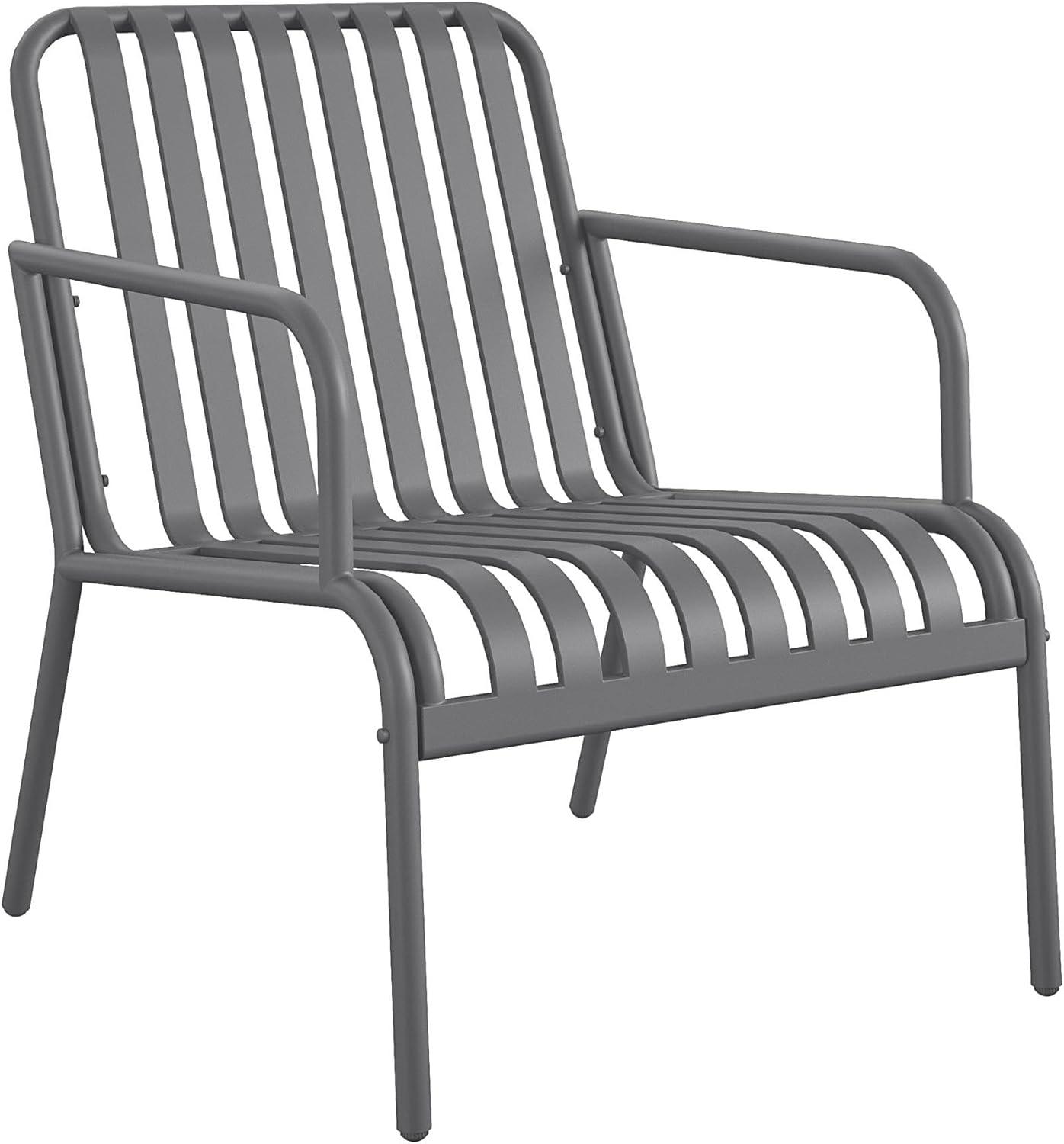 imageNovogratz Poolside Gossip Ola 4 Piece All Steel Conversation Set French BlueCharcoal