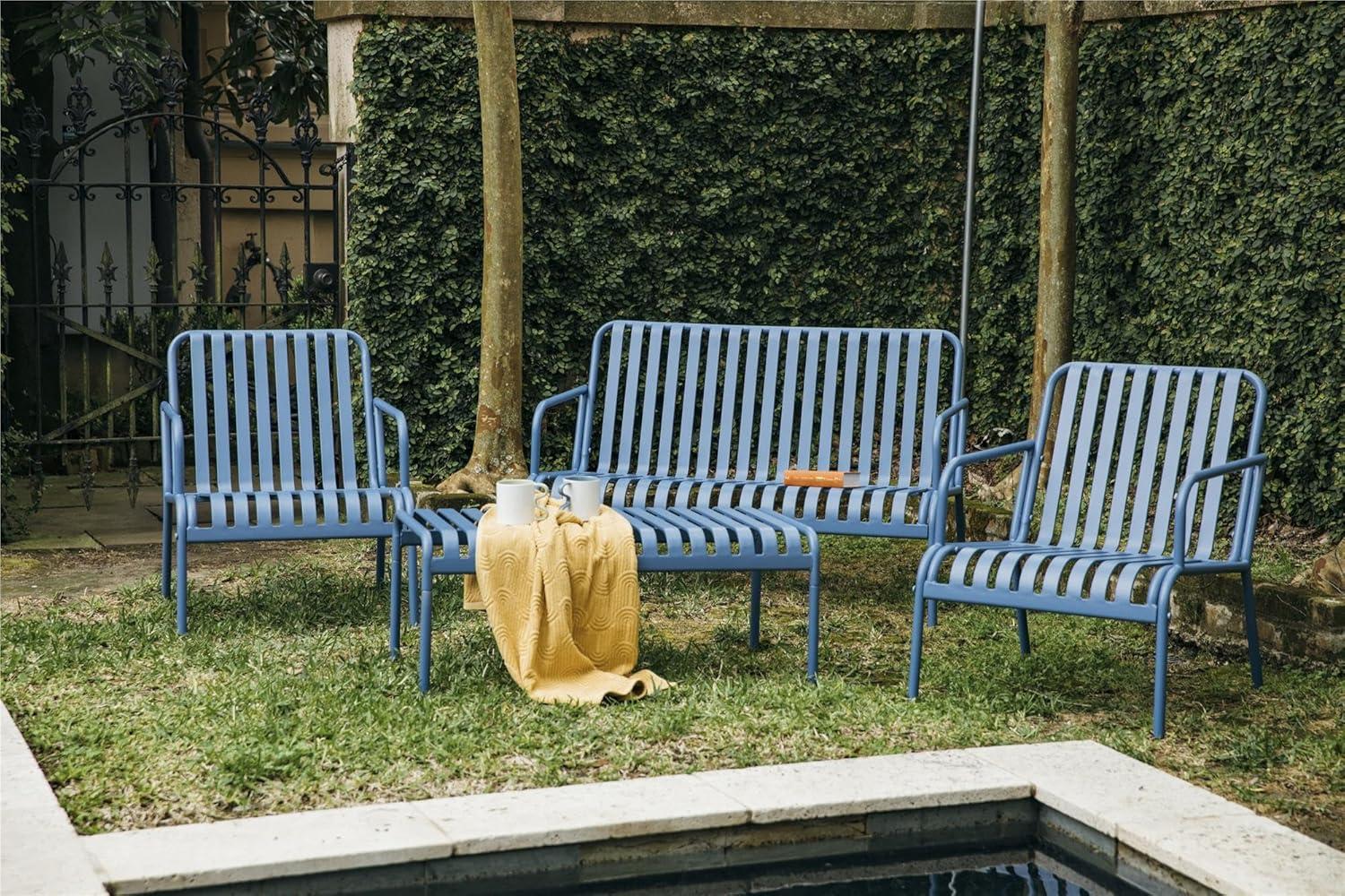 imageNovogratz Poolside Gossip Ola 4 Piece All Steel Conversation Set French BlueFrench Blue
