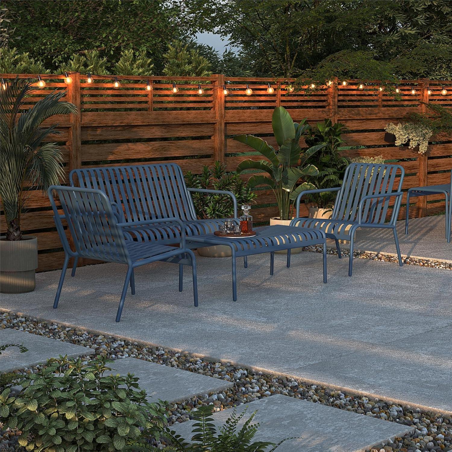 imageNovogratz Poolside Gossip Ola 4 Piece All Steel Conversation Set French BlueFrench Blue