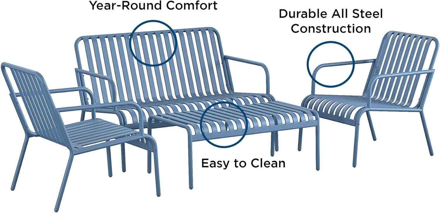 imageNovogratz Poolside Gossip Ola 4 Piece All Steel Conversation Set French BlueFrench Blue