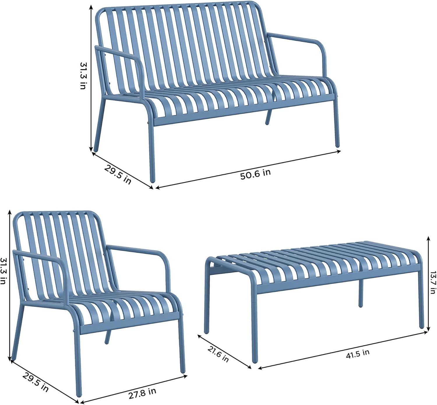 imageNovogratz Poolside Gossip Ola 4 Piece All Steel Conversation Set French BlueFrench Blue