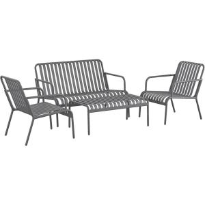 imageNovogratz Poolside Gossip Ola 4 Piece All Steel Conversation Set French BlueCharcoal