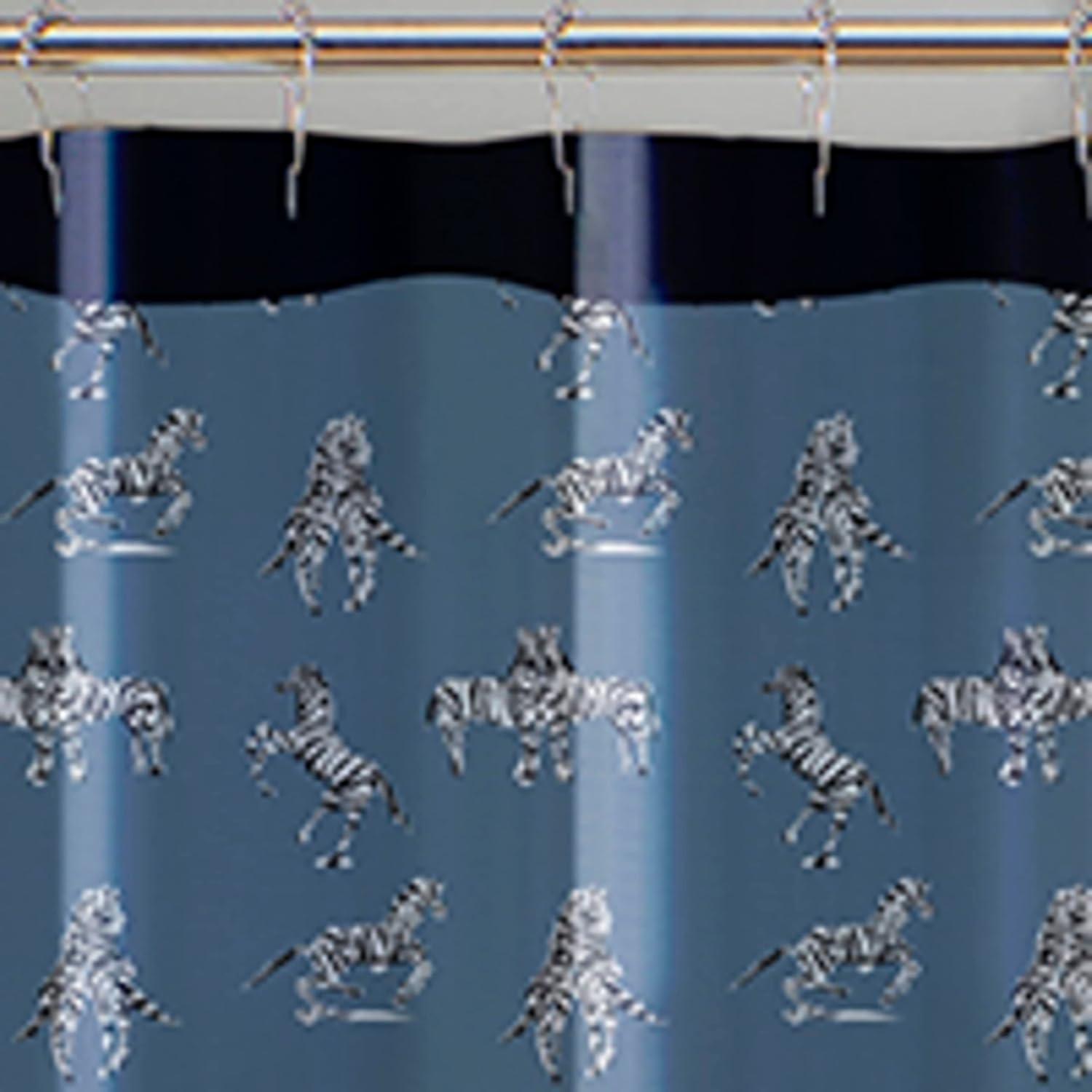 imageZebras in Love 100 Cotton Lightweight Top Buttonhole Machine Washable Easy Care Decorative Shower Curtain for Bathroom Blue 72quot W x 72quot L