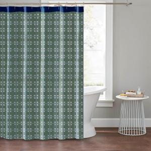 imageNovogratz by Utica Painted Plaid 100 Cotton Lightweight Top Buttonhole Machine Washable Easy Care Decorative Shower Curtain for Bathroom Green 72quot W x 72quot L
