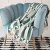 imageWaverly Tile Soft Cozy Decorative Geometric Chevron Fringe Lightweight ampamp Breathable Throw for Sofa or Couch Green 50W x 60L