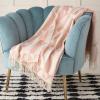 imageWaverly Tile Soft Cozy Decorative Geometric Chevron Fringe Lightweight ampamp Breathable Throw for Sofa or Couch Pink 50W x 60L
