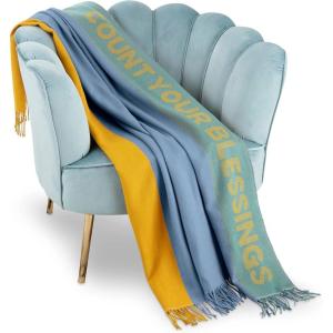 imageCount Your Blessings Soft Fun Cozy Decorative Geometric Fringe Lightweight ampamp Breathable Throw for Sofa or Couch Multi 50W x 60L