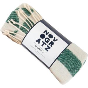 imageWaverly Tile Soft Cozy Decorative Geometric Chevron Fringe Lightweight ampamp Breathable Throw for Sofa or Couch Green 50W x 60L