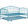 imageNovogratz Bushwick Metal Daybed ampamp Trundle Twin Size Frame Sea Blue
