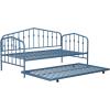 imageNovogratz Bushwick Metal Daybed ampamp Trundle Twin Size Frame Sea Blue