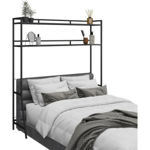 imageAmeriwood Home Novogratz Beverly OverTheBed Storage for Full and Full XL Beds Black Oak with Black Metal