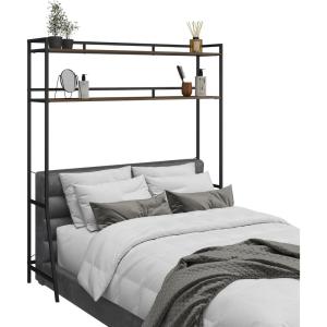 imageAmeriwood Home Novogratz Beverly OverTheBed Storage for Full and Full XL Beds Walnut with Black Metal
