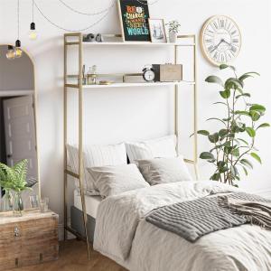 imageNovogratz Beverly OverTheBed Storage for Twin ampamp XL Twin Beds WhiteGold