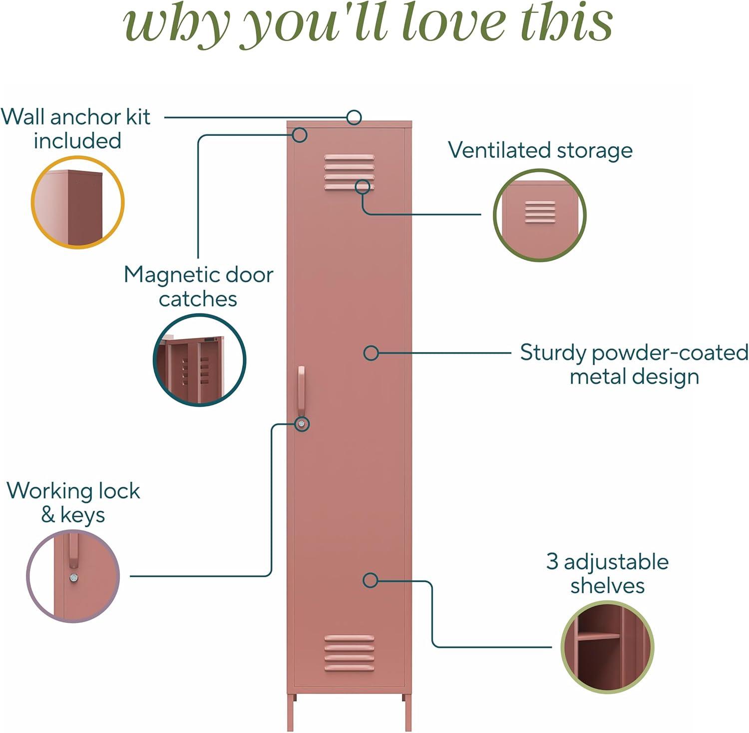 imageNovogratz Cache 1Door Tall Single Metal Locker Style Storage Cabinet Dusty RoseDusty Rose