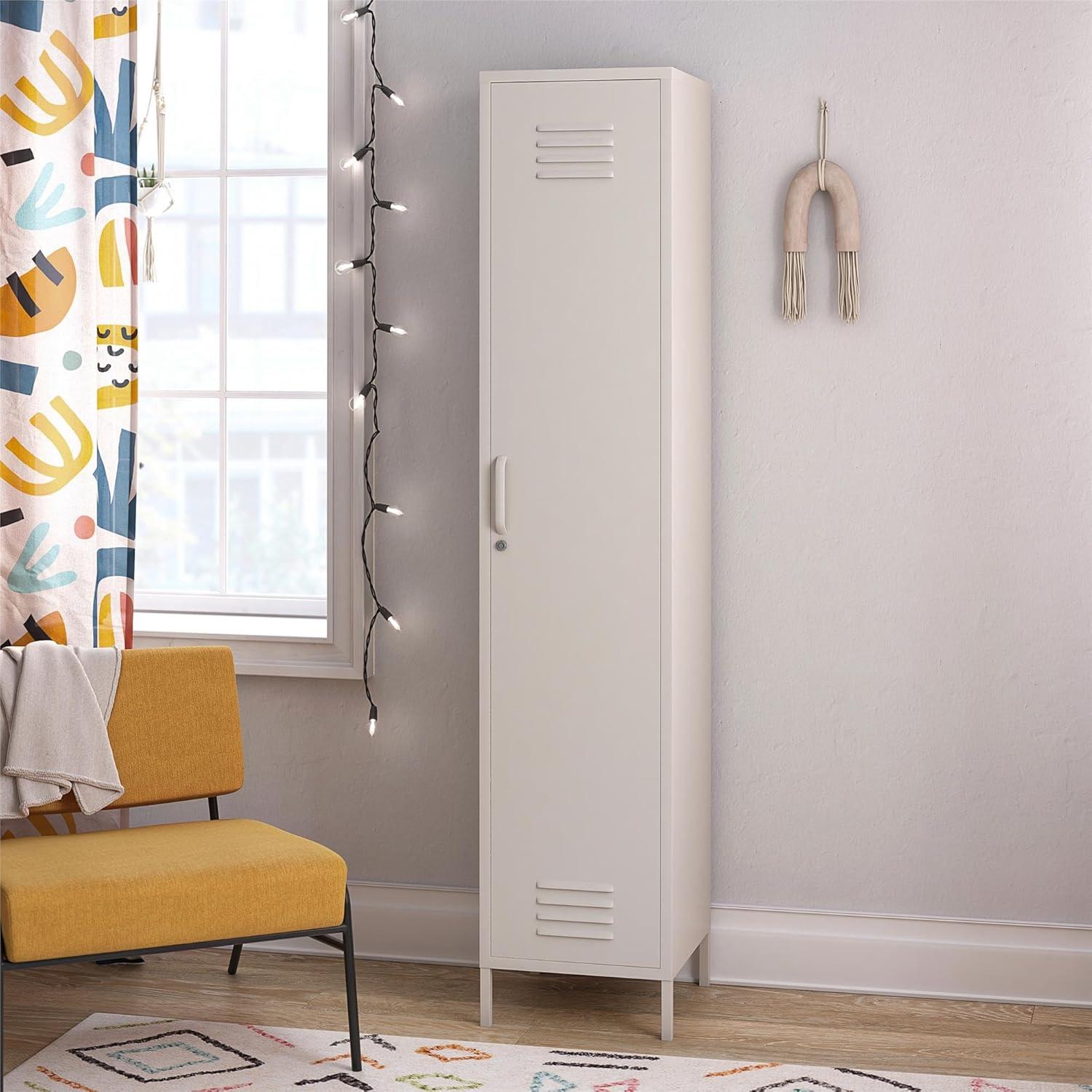 imageNovogratz Cache 1Door Tall Single Metal Locker Style Storage Cabinet Parchment