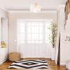 image:imageGLOBE Electric 65788 Brooklyn 1Light Flush Mount Ceiling Light Matte Brass Clear and White Striped Plastic Shade