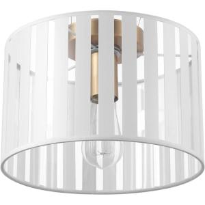 image:imageGLOBE Electric 65788 Brooklyn 1Light Flush Mount Ceiling Light Matte Brass Clear and White Striped Plastic Shade