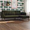 image:imageNovogratz 2277929N Brittany Sofa Green Linen Sectional Futon
