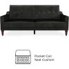 image:imageNovogratz Beatrice 79 Inch Futon Sofa Bed in Velvet Fabric Upholstered Couch Sleeper with Tufted Back Baroque Legs Black