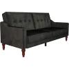 image:imageNovogratz Beatrice 79 Inch Futon Sofa Bed in Velvet Fabric Upholstered Couch Sleeper with Tufted Back Baroque Legs Black