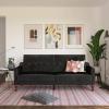image:imageNovogratz Beatrice 79 Inch Futon Sofa Bed in Velvet Fabric Upholstered Couch Sleeper with Tufted Back Baroque Legs Black