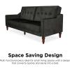 image:imageNovogratz Beatrice 79 Inch Futon Sofa Bed in Velvet Fabric Upholstered Couch Sleeper with Tufted Back Baroque Legs Black