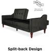 image:imageNovogratz Beatrice 79 Inch Futon Sofa Bed in Velvet Fabric Upholstered Couch Sleeper with Tufted Back Baroque Legs Black