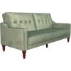 image:imageNovogratz Beatrice 79 Inch Futon Sofa Bed in Velvet Fabric Upholstered Couch Sleeper with Tufted Back Baroque Legs Teal