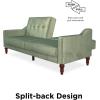 image:imageNovogratz Beatrice 79 Inch Futon Sofa Bed in Velvet Fabric Upholstered Couch Sleeper with Tufted Back Baroque Legs Teal
