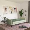 image:imageNovogratz Beatrice 79 Inch Futon Sofa Bed in Velvet Fabric Upholstered Couch Sleeper with Tufted Back Baroque Legs Teal
