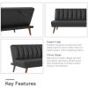 image:imageNovogratz Brittany Armless Futon Sofa Lounger and Sleeper with Hideaway Support Legs Black Faux Leather