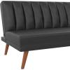 image:imageNovogratz Brittany Armless Futon Sofa Lounger and Sleeper with Hideaway Support Legs Black Faux Leather