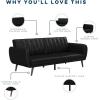 image:imageNovogratz Brittany Futon Sofa Bed and Couch Sleeper Camel Faux LeatherBlack