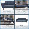 image:imageNovogratz Brittany Futon Sofa Bed and Couch Sleeper Camel Faux LeatherBlue Linen