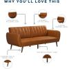 image:imageNovogratz Brittany Futon Sofa Bed and Couch Sleeper Camel Faux LeatherCamel Faux Leather