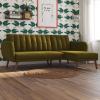 image:imageNovogratz 2277929N Brittany Sofa Green Linen Sectional Futon