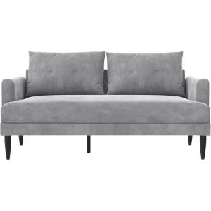 image:imageNovogratz Bailey Pillowback Loveseat MidCentury Modern Vintage Living Room Furniture Light Gray Velvet