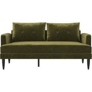 image:imageNovogratz Bailey Pillowback Loveseat MidCentury Modern Vintage Living Room Furniture Olive Green Velvet