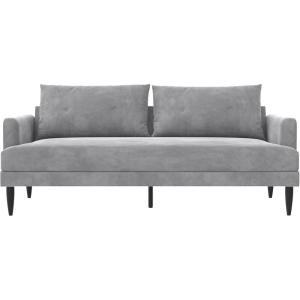 image:imageNovogratz Bailey Pillowback Sofa MidCentury Modern Vintage Living Room Furniture Light Gray Velvet