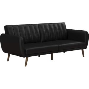 image:imageNovogratz Brittany Futon Sofa Bed and Couch Sleeper Camel Faux LeatherBlack
