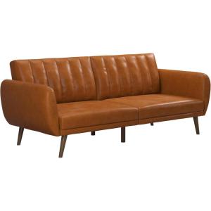 image:imageNovogratz Brittany Futon Sofa Bed and Couch Sleeper Camel Faux LeatherCamel Faux Leather