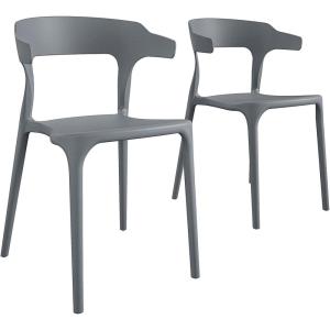 image:imageNovogratz Poolside Collection Felix Stacking Dining Chairs IndoorOutdoor 2Pack Charcoal