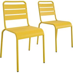 image:imageNovogratz Poolside Gossip June OutdoorIndoor Stacking Dining Chairs 2Pack Yellow