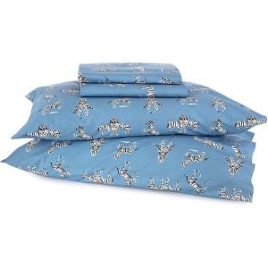 image:imageZebras in Love 144 Thread Count Machine Washable Fun Soft Cozy Geometric Lightweight Cotton Percale Printed Easy Care Bed Sheet Sheet Set Waverly Blue Waverly Blue QueenBlue