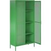 image:imageNovogratz Channing Tall 2Door Storage CabinetMesh Metal Locker ParchmentKelly Green